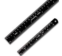 Intoy Kit de regla de metal de 12 pulgadas y 6 pulgadas, regla de acero inoxidable grabada con láser, con mesa de conversión y bolsa de transporte