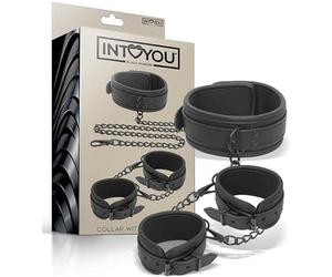 Intoyou Black Shadow Set de Collar y Esposas para Muñecas Cuero Vegano 300 g