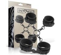 Intoyou Black Shadow Set de Esposas para Tobillos y Muñecas Cuero Vegano 300 g