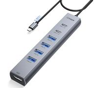 intpw Divisor de concentrador USB C a USB A 4K60Hz HDMI 8 puertos Thunderbolt de aluminio a USB C Hub adaptador multipuerto USB 3.0 5Gbps tipo C extensor de concentrador para laptop, Mac, iPad, PC