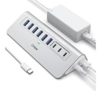 intpw Hub USB alimentado de 10 Gbps, concentrador USB 3.2 de 9 puertos, concentrador USB C con 3 USB 3.2, 4 USB 3.0, 2 puertos de carga PD de 45 W, adaptador de corriente de 65 W y cable de 3.3 pies