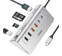 Intpw P9R Pro USB C Hub, 10 en 1 USB C Docking Station con 1 Gbps Ethernet, 4K @ 60Hz HDMI, 10Gbps 2 Type-A/C 3.2, 2 Type-A 2.0, PD 100W, SD/TF, Aluminio USB HUB para iPhone16/15 Series/MacBook