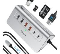 Intpw P9R PRO USB C Hub, 10 en 1 USB C Docking Station con Ethernet de 1 Gbps, cable de 1 m, HDMI 4K a 60 Hz, 10 Gbps 2 Type-A/C 3.2, 2 Type-A 2.0, PD 100W, SD/TF, aluminio USB HUB para iPhone16/15