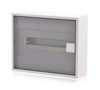Intratec ALPHA Cuadro eléctrico de superficie 1 fila - Caja de distribución para 12 módulos con puerta transparente - Envolvente con carril DIN para uso doméstico y profesional - 251 x 310 x 96 mm