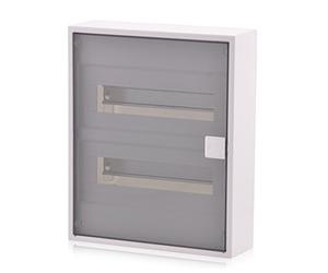 Intratec ALPHA Cuadro eléctrico de superficie 2 filas - Caja de distribución para 24 módulos con puerta transparente - Envolvente con carril DIN para viviendas y uso profesional - 377 x 310 x 96 mm