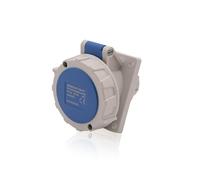 Intratec base empotrable inclinada CEE 16A 230V 3p IP67 6h azul/gris toma IEC60309 calidad industrial resistente