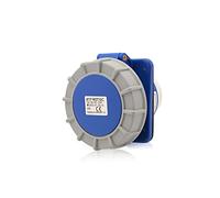 Intratec base empotrable inclinada CEE 32A 230V 3p IP67 6h azul/gris toma IEC60309 calidad industrial resistente