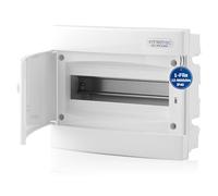 Intratec Caja de Distribución Empotrada 1 Fila - Caja de Distribución IP40 para 12 Módulos con Puerta Blanco y Riel para Instalación Eléctrica Fácil en Casa y Negocios - 232 x 283 x 106mm