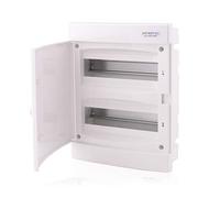 Intratec Caja de Distribución Empotrada 2 Fila - Caja de Distribución IP40 para 24 Módulos con Puerta Blanco y Riel para Instalación Eléctrica Fácil en Casa y Negocios - 357 x 283 x 106mm