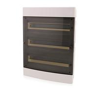 Intratec Caja de Distribución Empotrada 3 Fila - Caja de Distribución IP40 para 54 Módulos con Puerta Transparente y Riel para Instalación Eléctrica Fácil en Casa y Negocios - 522 x 392 x 106mm