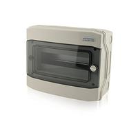 Intratec Caja de Distribución Superficie 1 Fila IP65 - Cuadro Eléctrico para 12 Módulos DIN - Caja de Subdistribución Estanca para Exterior Garaje Sótano Jardín - 400VAC 1500VDC, 318 x 259 x 144 mm