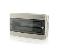 Intratec Caja de Distribución Superficie 1 Fila IP65 - Cuadro Eléctrico para 18 Módulos DIN - Caja de Subdistribución Estanca para Exterior Garaje Sótano Jardín - 400VAC 1500VDC, 260 x 428 x 142 mm