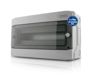 Intratec Caja de Distribución Superficie 1 Fila IP65 - Cuadro Eléctrico para 18 Módulos DIN - Caja de Subdistribución Estanca para Exterior Garaje Sótano Jardín - 400VAC 1500VDC, 260 x 428 x 142 mm