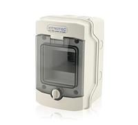 Intratec Caja de Distribución Superficie 1 Fila IP65 - Cuadro Eléctrico para 4 Módulos DIN - Caja de Subdistribución Estanca para Exterior Garaje Sótano Jardín - 400VAC 1500VDC, 201 x 128 x 120 mm