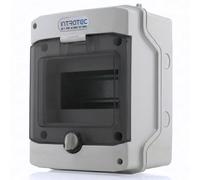 Intratec Caja de Distribución Superficie 1 Fila IP65 - Cuadro Eléctrico para 6 Módulos DIN - Caja de Subdistribución Estanca para Exterior Garaje Sótano Jardín - 400VAC 1500VDC, 201 x 165 x 120 mm