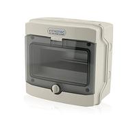 Intratec Caja de Distribución Superficie 1 Fila IP65 - Cuadro Eléctrico para 8 Módulos DIN - Caja de Subdistribución Estanca para Exterior Garaje Sótano Jardín - 400VAC 1500VDC, 202 x 201 x 120 mm