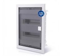 Intratec Caja de Fusibles Empotrada 2 Fila - Cuadro Eléctrico IP40 para 24 Módulos con Puerta Transparente y Carril DIN para Instalación Eléctrica en Hogar y Negocios - 592 x 347 x 92mm