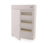 Intratec cuadro de distribución de superficie, IP40 - Caja de distribución interior con puerta blanca, para habitaciones secas, 3 fila, 54 módulos, 526 x 396 x 112 mm, blanco