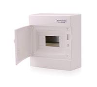 Intratec cuadro de distribución de superficie, IP40 - Caja de distribución interior con puerta blanca, para habitaciones secas, 1 fila, 8 módulos, 236 x 215 x 102 mm, blanco