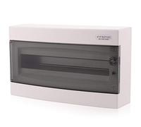 Intratec cuadro de distribución de superficie, IP40 - Caja de distribución interior con puerta transparente, para habitaciones secas, 1 fila, 18 módulos, 236 x 396 x 112 mm, blanco