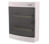 Intratec cuadro de distribución de superficie, IP40 - Caja de distribución interior con puerta transparente, para habitaciones secas, 2 fila, 24 módulos, 361 x 287 x 112 mm, blanco