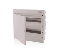Intratec cuadro de distribución empotrado, IP40 - Caja de distribución interior, con puerta blanca, para instalación en espacios secos, de dos filas, 36 módulos, 357 x 382 x 106 mm
