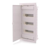 Intratec cuadro de distribución empotrado, IP40 - Caja de distribución interior, con puerta para instalación en espacios secos, de tres filas, 36 módulos, 592 x 347 x 92 mm, blanco