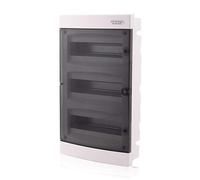 Intratec cuadro de distribución empotrado, IP40 - Caja de distribución interior, con puerta transparente, para instalación en espacios secos, de tres filas, 36 módulos, 482 x 283 x 106 mm