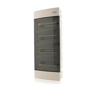 Intratec cuadro de distribución empotrado, IP40 - Caja de distribución interior, con puerta transparente, para instalación en espacios secos, de cuatro filas, 48 módulos, 676 x 283 x 106 mm