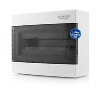 Intratec Cuadro Eléctrico de Superficie 1 Fila - IP40 Caja de Distribución para 12 Módulos con Puerta Transparente para una Instalación Fácil en Hogar y Comercio - 287 x 236 x 112 mm