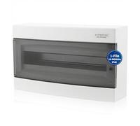 Intratec Cuadro Eléctrico de Superficie 1 Fila - IP40 Caja de Distribución para 18 Módulos con Puerta Transparente para una Instalación Fácil en Hogar y Comercio - 236 x 396 x 112 mm