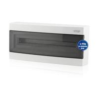 Intratec Cuadro Eléctrico de Superficie 1 Fila - IP40 Caja de Distribución para 24 Módulos con Puerta Transparente para una Instalación Fácil en Hogar y Comercio - 503 x 236 x 112 mm