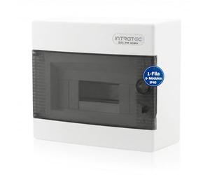 Intratec Cuadro Eléctrico de Superficie 1 Fila - IP40 Caja de Distribución para 8 Módulos con Puerta Transparente para una Instalación Fácil en Hogar y Comercio - 236 x 215 x 102 mm