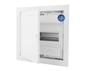 Intratec Cuadro Eléctrico Empotrado 1 Filas - Caja de Distribución IP40 para 12 Módulos con Puerta Metálica Blanca y Carril DIN para Instalaciones Eléctricas Interiores - 346 x 317 x 92mm