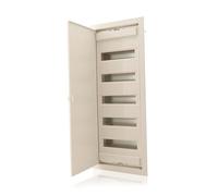 Intratec Cuadro Eléctrico Empotrado 5 Filas - Caja de Distribución IP40 para 60 Módulos con Puerta Metálica Blanca y Carril DIN para Instalaciones Eléctricas Interiores - 346 x 94 x 842mm