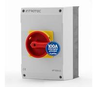 Intratec Interruptor principal 100A 4 polos - IP65 Interruptor seccionador con caja de plástico - Interruptor de seguridad para maquinaria industrial 230V/400V - Interruptor rotativo robusto