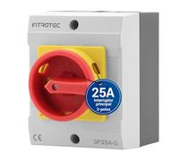 Intratec Interruptor principal 25A 3 polos - Seccionador IP65 con carcasa de plástico - Interruptor en superficie para uso industrial - Conmutador giratorio robusto 230/400V