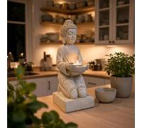 INtrenDU Figura de Buda con portavelas 39 cm (Crema)