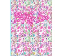 Intricate Butterflies, Pink And Turquoise, 200 Unlined, Star-Detailed, 8x11 Page, Hardcover Journal, Art Pad, Sketchbook, Drawing Book: Made With ... By: Artist Mary Elisabeth Linder @ MaryEMade