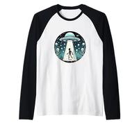 Intrigante Escena de secuestro alienígena bajo Cielo Estrellado Camiseta Manga Raglan