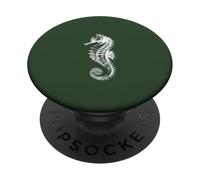 Intrincado Caballito de mar Naturaleza ilustración en Verde PopSockets PopGrip Adhesivo