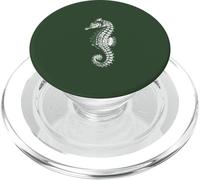 Intrincado Caballito de mar Naturaleza ilustración en Verde PopSockets PopGrip para MagSafe