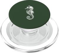 Intrincado Caballito de mar Naturaleza ilustración en Verde PopSockets PopGrip para MagSafe