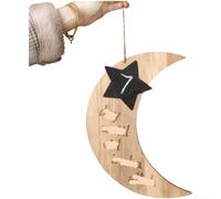 Intrincado madera Medio Oriente Castillo Luna y estrella cuenta atrás colgante para espacio religioso Decoración del hogar Creativo Arte Cultural Pieza (JM01356)