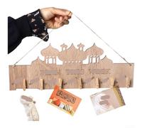 Intrincado madera Medio Oriente Castillo Luna y estrella cuenta atrás colgante para espacio religioso Decoración del hogar Creativo Arte Cultural Pieza (JM01327)