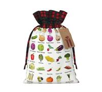 Introducción de la bolsa de Navidad a cuadros a juego con estampado de verduras con cordón, 4.7 x 6.9 pulgadas para Navidad y Halloween