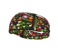 Introducción de la Cinta Deportiva con Estampado de diversas Verduras, Transpirable y Que Absorbe la Humedad, Ideal para Correr, Yoga y Fitness (Unisex).