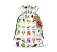 Introducción de varias bolsas de Navidad con estampado de verduras para regalo de vacaciones, bolsas de regalo de cumpleaños, regalos de fiesta de Navidad