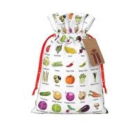 Introducción de varias bolsas de Navidad con estampado de verduras para regalo de vacaciones, bolsas de regalo de cumpleaños, regalos de fiesta de Navidad