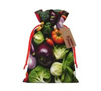 Introducción de varias bolsas de regalo con estampado de verduras, reutilizables, regalos de fiesta, accesorios o recuerdos